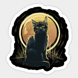 Total Solar Eclipse Cat 2024 Kitty April 8 Cat Watching Sticker